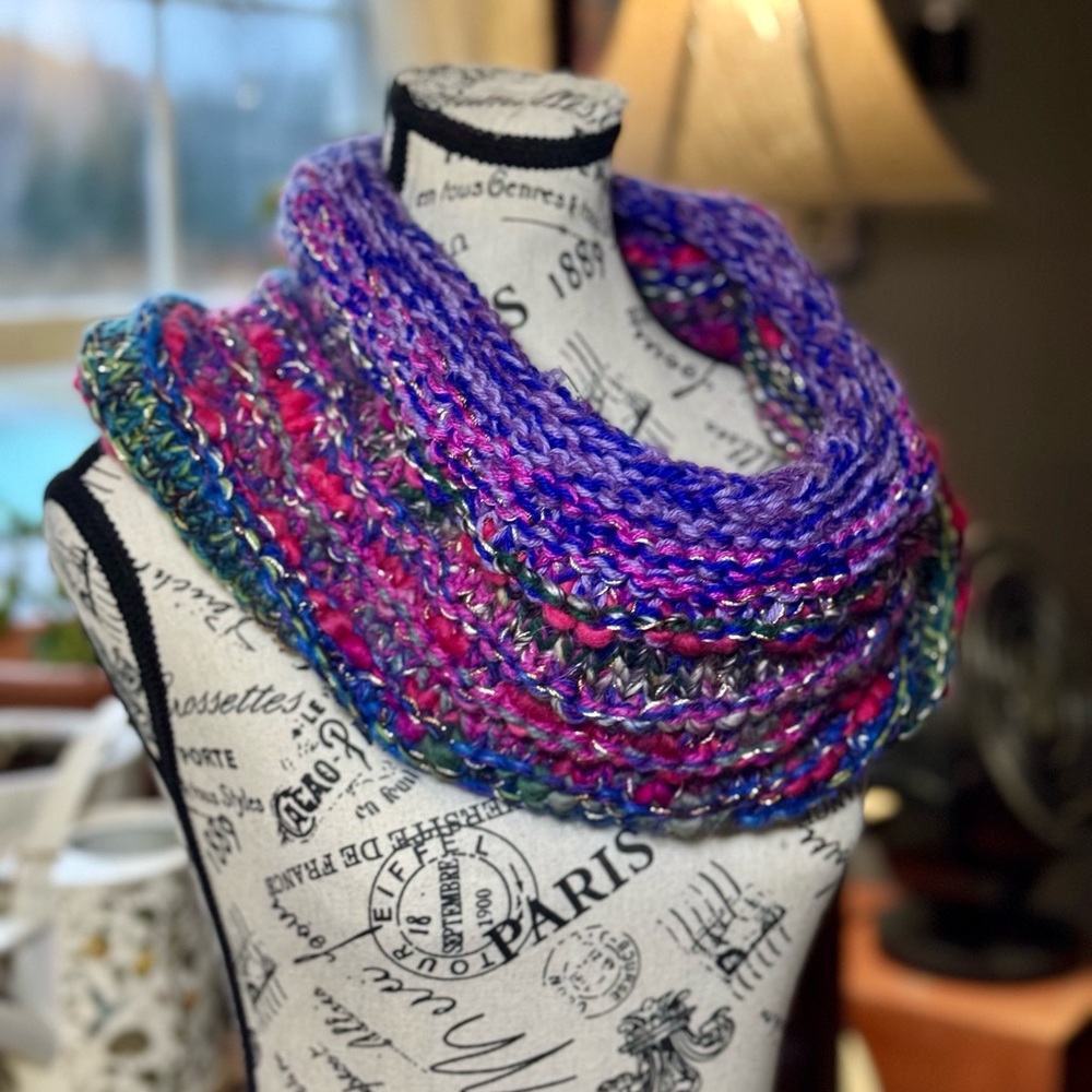 Hand Crafted Multicolor Knit Scarf